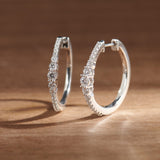 Round Graduated Solitaire Earrings, Sterling Silver, 3/4 ct Lab Grown Diamond-6