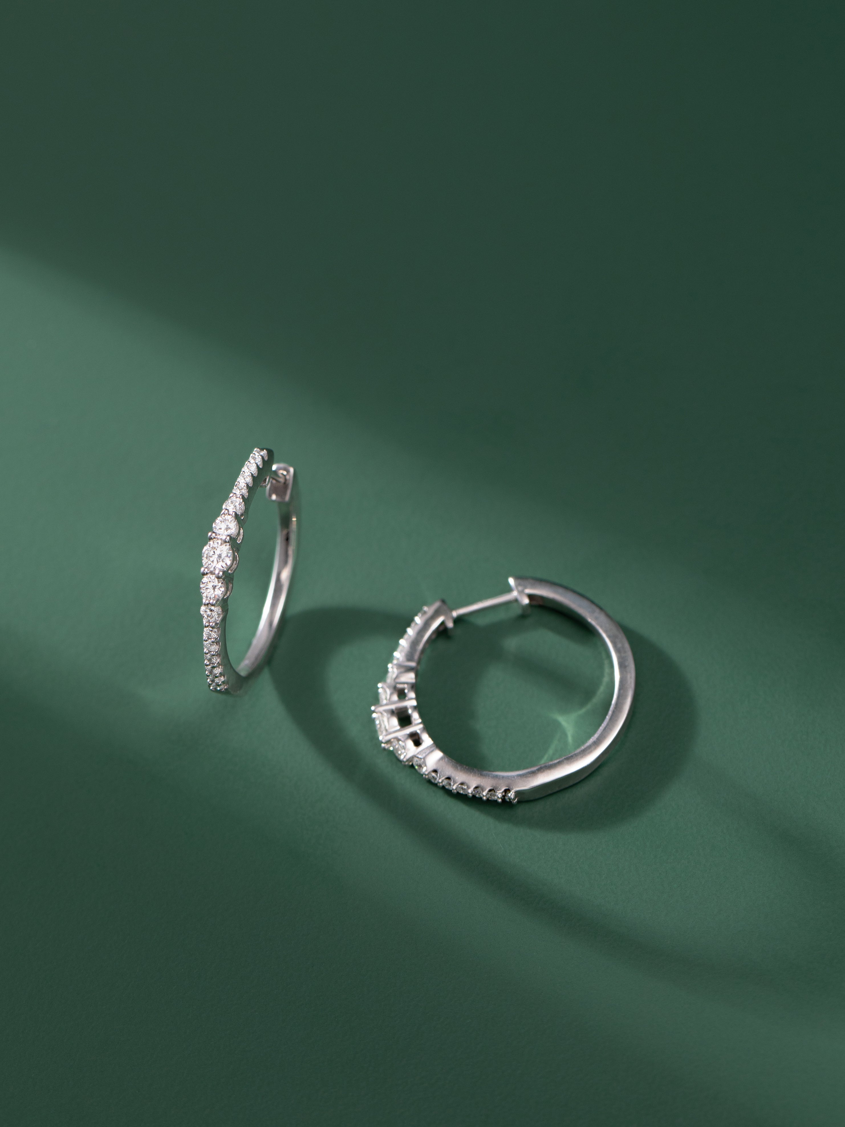 Round Graduated Solitaire Earrings, Sterling Silver, 3/4 ct Lab Grown Diamond-5