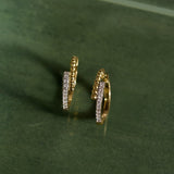 Linear Sparkle Diamond Hoops