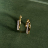Linear Sparkle Diamond Hoops