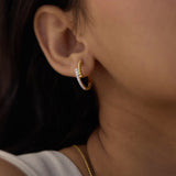 Linear Sparkle Diamond Hoops