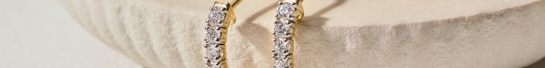 Texture J-Hoop Diamond Earrings