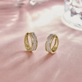 Twin Line Diamond Hoops