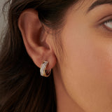 Twin Line Diamond Hoops