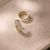 Twin Line Diamond Hoops