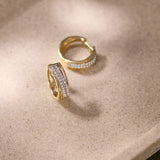 Twin Line Diamond Hoops