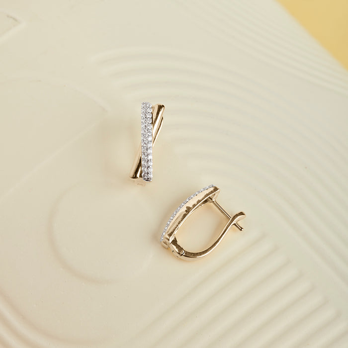 Crossline Diamond Hoops