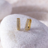 Two Row Frosted Diamond Earrings