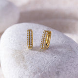 Two Row Frosted Diamond Earrings