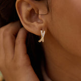 Cross Diamond Studded Hoops