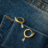 Diamond Drop Hoop Earrings