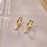 Diamond Drop Hoop Earrings