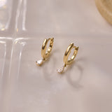 Diamond Drop Hoop Earrings