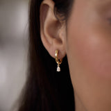 Diamond Drop Hoop Earrings