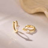 Angled Diamond Hoop Earrings