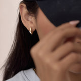 Angled Diamond Hoop Earrings