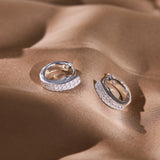 Dual Linear Diamond Hoop Earrings