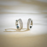 Dual Linear Diamond Hoop Earrings