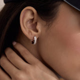 Dual Linear Diamond Hoop Earrings