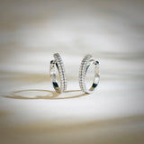 Duo Pave Line Hoop Earrings