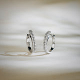 Duo Pave Line Hoop Earrings