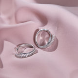 Duo Pave Line Hoop Earrings