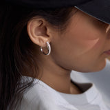 Duo Pave Line Hoop Earrings