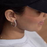 Minimal Diamond Medium Hoop Earrings