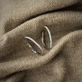 Sleek Diamond Medium Hoop Earrings