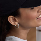 Sleek Diamond Medium Hoop Earrings