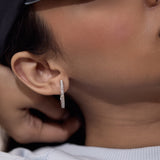 Single Row Diamond Hoop Earrings