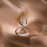 Sleek Diamond Line Hoop Earrings