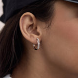 Sleek Diamond Line Hoop Earrings