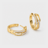 Twin Paperclip Diamond Hoops
