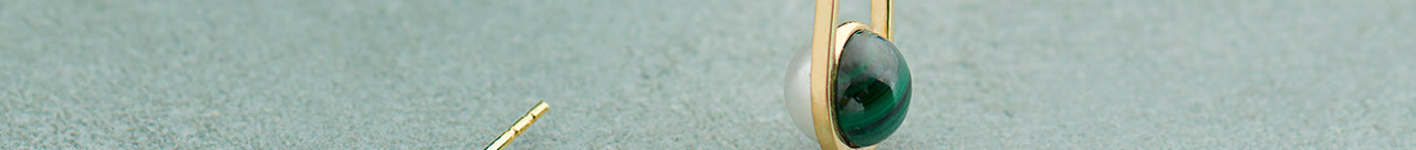 Harmony Pearl Malachite Ovate Drops, 14K Gold Vermeil-1