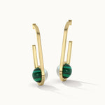 Harmony Pearl Malachite Ovate Drops, 14K Gold Vermeil-6