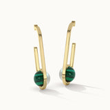 Harmony Pearl Malachite Ovate Drops, 14K Gold Vermeil-6