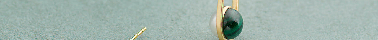 Harmony Pearl Malachite Ovate Drops, 14K Gold Vermeil-1