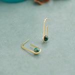 Harmony Pearl Malachite Ovate Drops, 14K Gold Vermeil-1