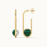 Harmony Pearl Malachite Ovate Drops, 14K Gold Vermeil-3