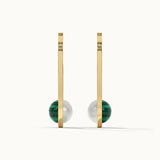Harmony Pearl Malachite Ovate Drops, 14K Gold Vermeil-7