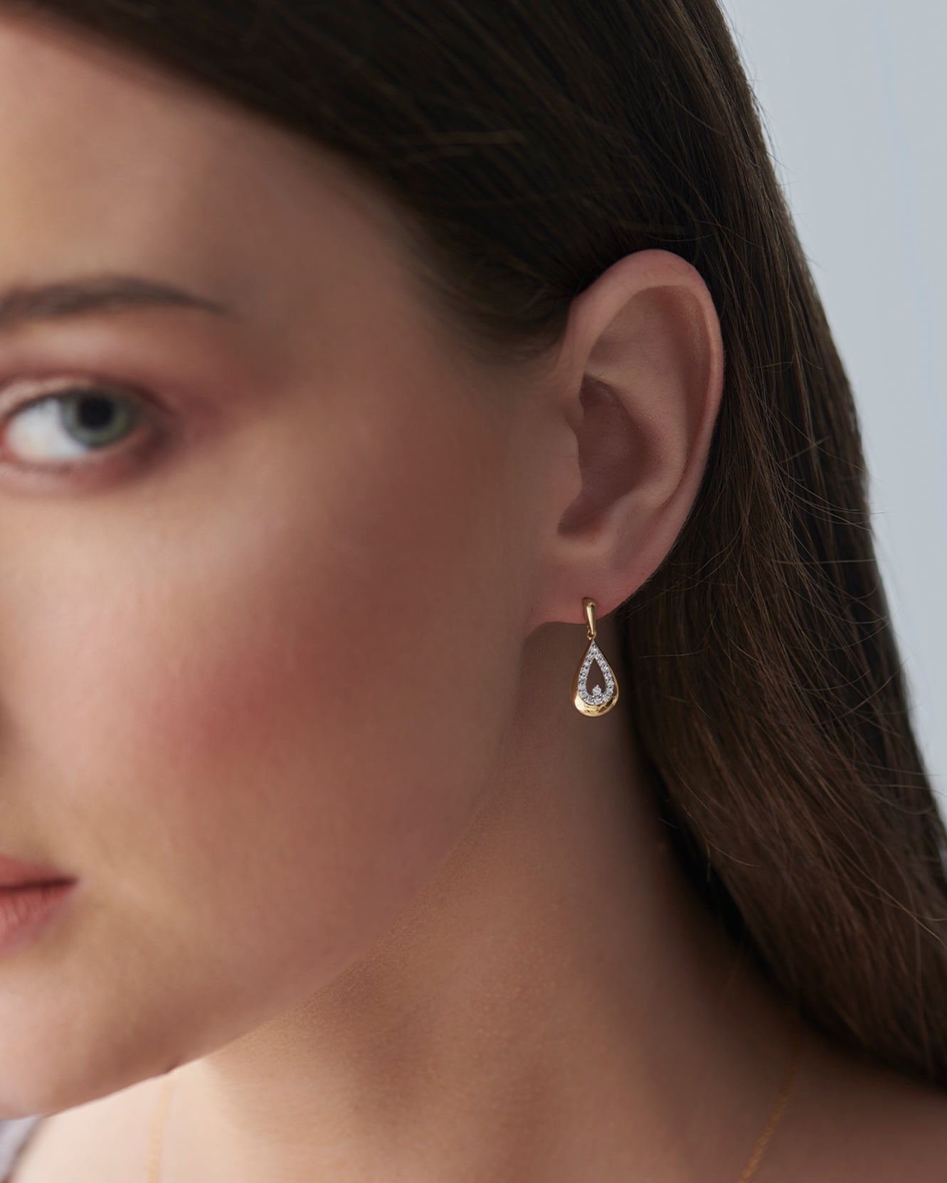 Teardrop Diamond Earrings, 14K Solid Gold, 1/5 ct Lab Grown Diamond-7