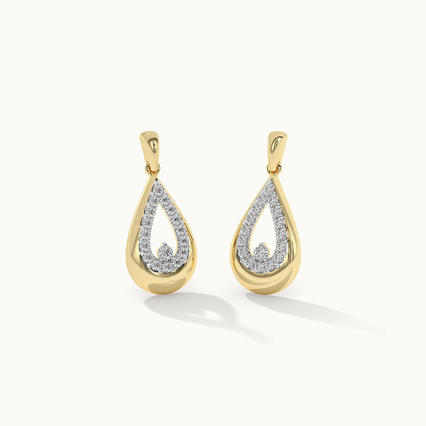 Teardrop Diamond Earrings, 14K Solid Gold, 1/5 ct Lab Grown Diamond-3
