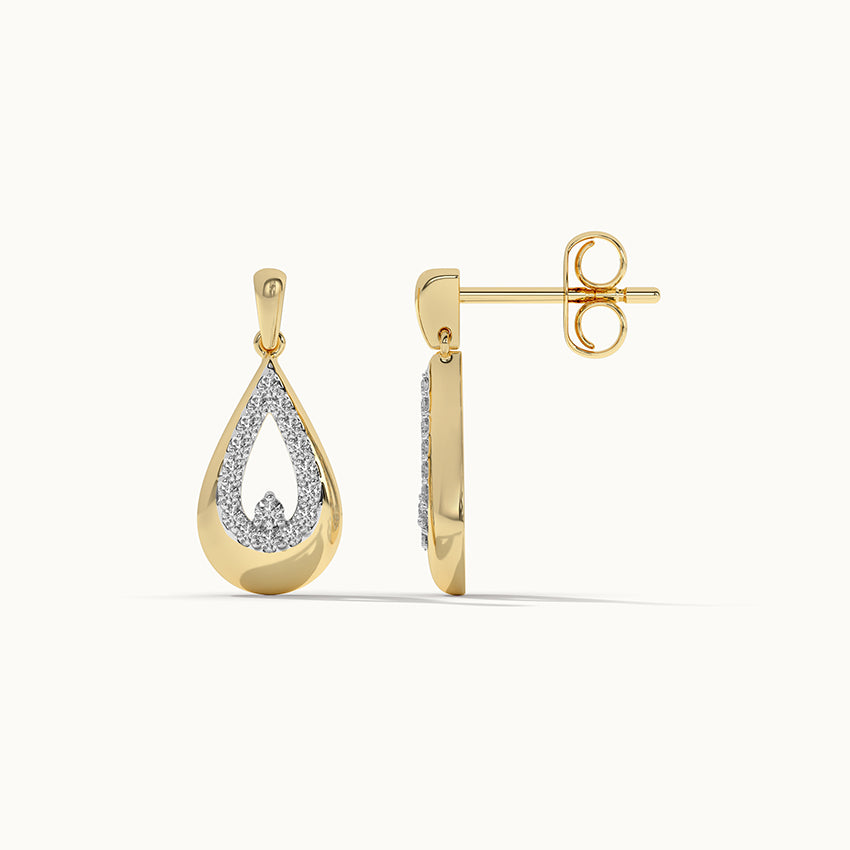 Teardrop Diamond Earrings, 14K Solid Gold, 1/5 ct Lab Grown Diamond-5