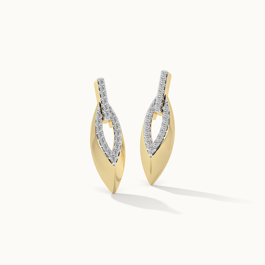 Hollow Leaf Diamond Earrings, 14K Gold Vermeil, 1/4 ct Lab Grown Diamond-3