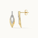 Hollow Leaf Diamond Earrings, 14K Gold Vermeil, 1/4 ct Lab Grown Diamond-6