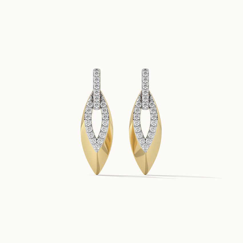 Hollow Leaf Diamond Earrings, 14K Gold Vermeil, 1/4 ct Lab Grown Diamond-7