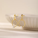 Gold Pearl Drop Earrings, 10K Solid Gold-1