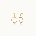 Gold Pearl Drop Earrings, 10K Solid Gold-2