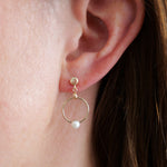 Gold Pearl Drop Earrings, 10K Solid Gold-3